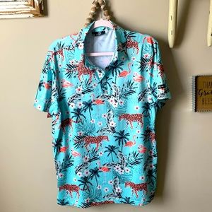 GREENSIDE Golf Shirt SZ M tropical flamingo
